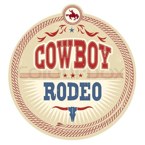 wild west rodeo label  cowboy text stock vector colourbox