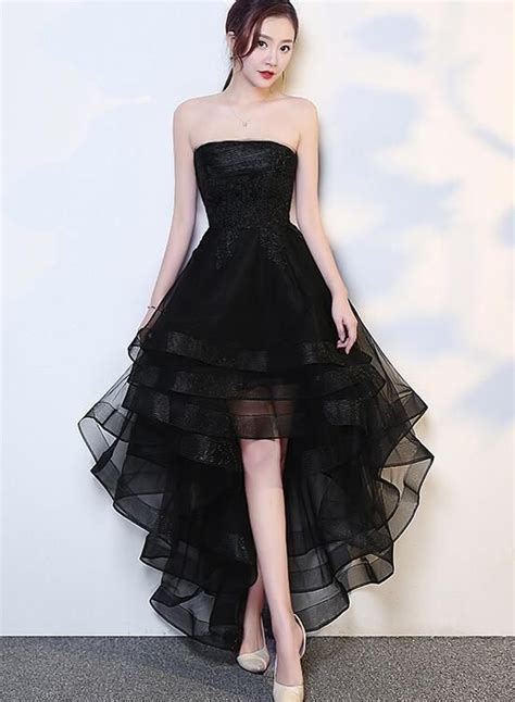 black high  tulle  applique fashion homecoming dresses black pa formalgowns tulle