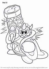 Dedede King Kirby Coloring Pages Masked Draw Step Drawing Drawingtutorials101 Tutorials Printable sketch template