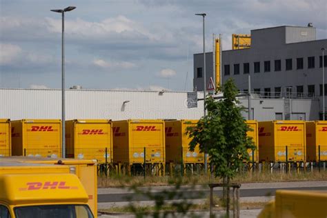 dhl containers  front   dhl depot editorial image image  germany fleet