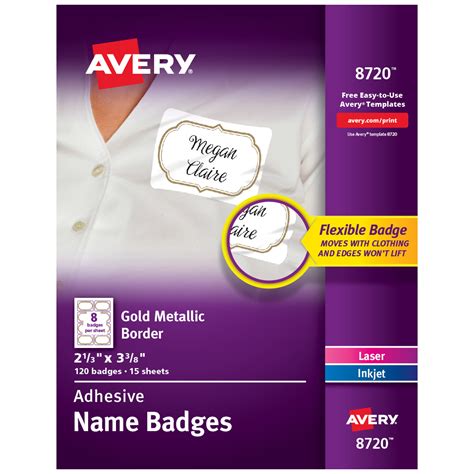 avery  adhesive removable  tag labels gold metallic border