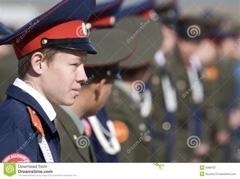 Russian Teen In Military Uniform Editorial Photography