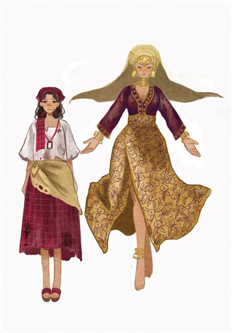 women dressed  medieval clothing   long hair