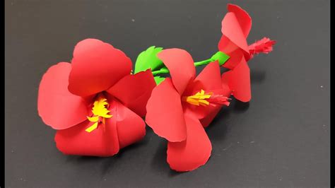 easy  simple hibiscus paper flower diy tutorials youtube