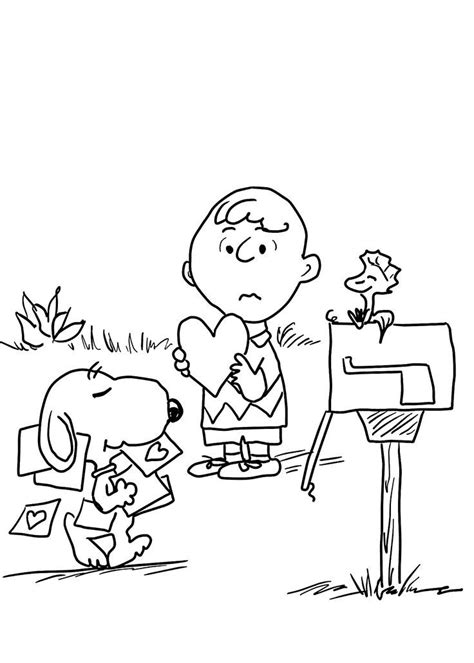 charlie brown  valentines day coloring pages  kids printable