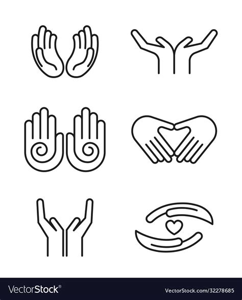 variety healing hands set royalty  vector image