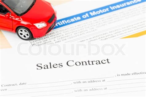 car sales contract document stock image colourbox
