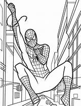 Swinging Spider Man Coloring Pages Spiderman Printable A4 Kids sketch template