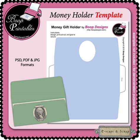 cu money holder template  boop printable designs bpmoney holder