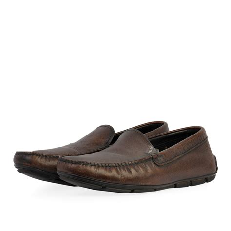 Prada Leather Men S Moccasins Driving Loafers Brown S