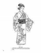 Coloring Geisha sketch template