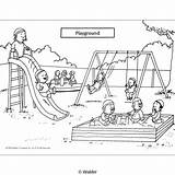 Playground Clipart Scene Coloring Pages Classroom Time School Simple Worksheet Kids Clip Cliparts Print Year Waldereducation Again sketch template