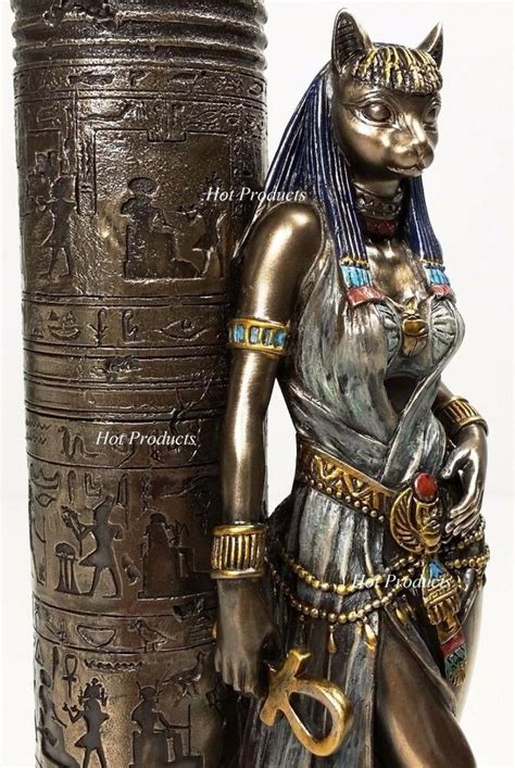 egyptian cat goddess bastet candle holder statue sculpture antique bronze finish 6944197129783
