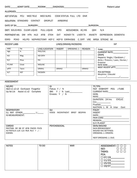 nurse report sheet surgical transplant pcu nurse report sheet nurse