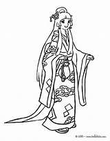 Japonesas Princesas Colorir Japonesa Desenhos Japoneses Japanisch Meninas Mongola Princess sketch template