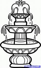 Fountain Coloring Designlooter Draw Step Drawing Water sketch template