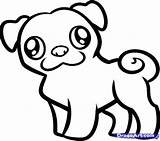 Pug Coloring Pages Drawing Puppy Draw Kids Dog Printable Cute Print Easy Step Color Cartoon Outline Pugs Colouring Sad Drawings sketch template