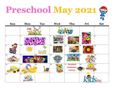 click    preschool calendar kids  kids
