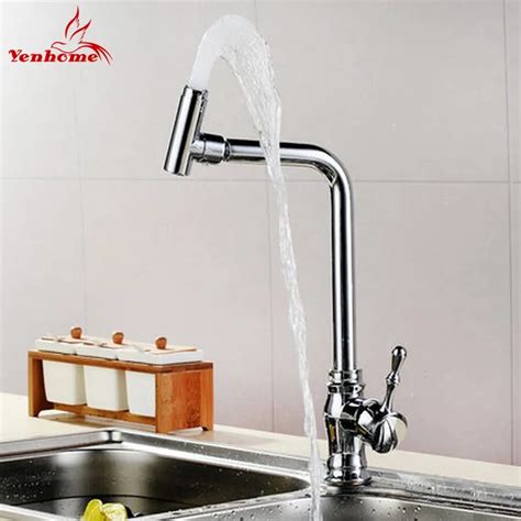 yenhome  chrome brass hot  cold water mixer tap kitchen sink mixer faucets  degree