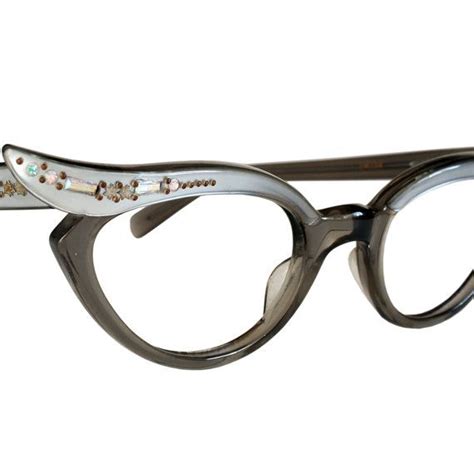 vintage translucent gray cat eye glasses by swank frame france at