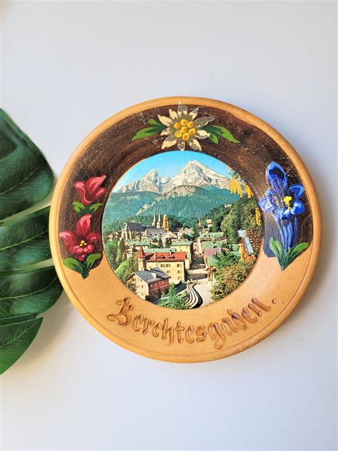 vintage berchtesgaden wooden plate wall decor hand painted etsy