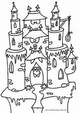 Coloring Pages Color Halloween Printable Holiday Kids Season Sheets Castle Sheet Found sketch template