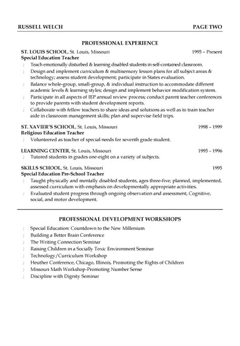 special education teaching resume  teacher resume template