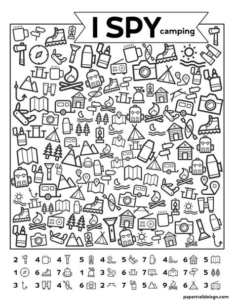 printable  spy camping kids activity camping activities