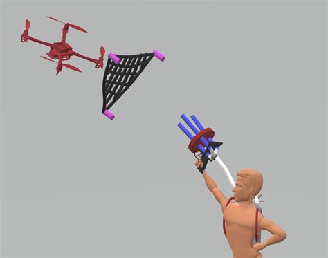 pneumatic powered drone catcher gun net thrower nevon projects