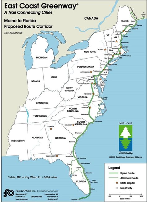 New East Coast Greenway Stretching From Florida To Maine