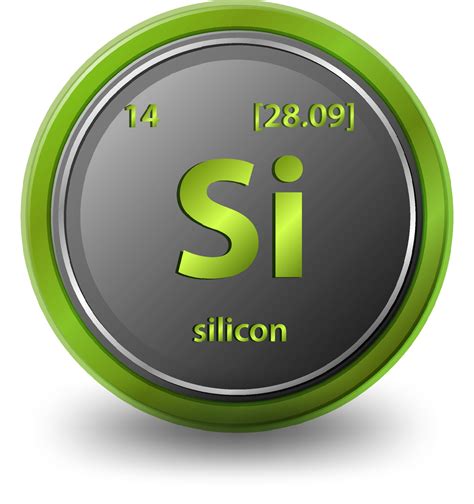 silicon chemical element chemical symbol  atomic number  atomic mass  vector art