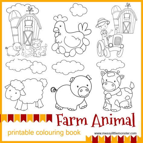 farm animal printable colouring pages messy  monster
