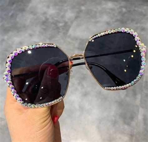 women s squared rhinestone sunglasses in 2020 rhinestone sunglasses