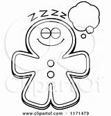 Gingerbread Mascot Dreaming Coloring Man Clipart Cartoon Cory Thoman Outlined Vector Zombie 2021 sketch template