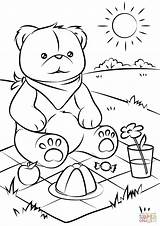 Teddy Bear Picnic Coloring Pages Bears Baby Kids Printable Drawing Scene Summer Sketch Easy Color Sheets Print Preschool Children Games sketch template