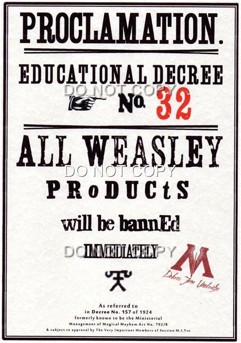 hogwarts harry potter educational decree ministry  magic posters