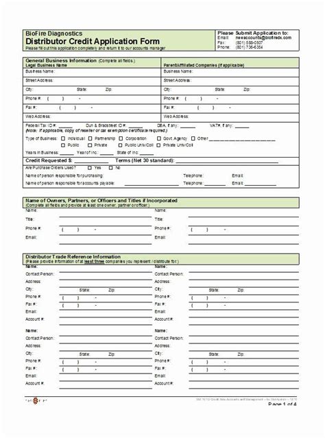credit reference form template elegant   credit application form