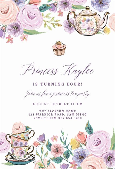 tea party invitation template free unique princess tea
