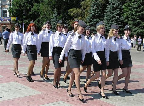female police marching nordic blonde in uniform russian female