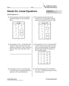 hands  linear equations worksheet   grade lesson planet