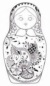 Coloring Doll Russian Dolls Pages Nesting Matryoshka Para Kids Printable Sketch Colorear Paper Adult Matroschka Coloriage Colouring Template Embroidery Ec0 sketch template
