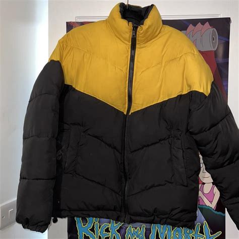 urban outfitters jacket black  yellow  depop