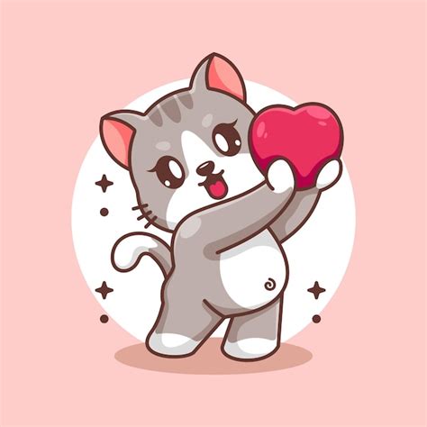 premium vector adorable cat  giving hearts cartoon