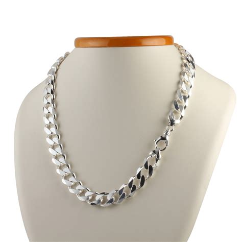 super heavyweight solid sterling silver mens curb chain mm width