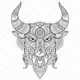 Coloring Bull Angry Pig Drawing Tattoo Book Other Decoration Shirt Logo Vector Zentangle Head Depositphotos Pages Stock Adult Template Shutterstock sketch template