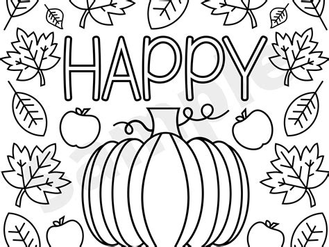 happy fall coloring page adult coloring page  fall fall etsy espana