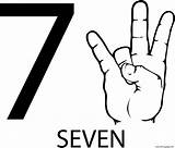 Number Asl Seven Coloring Sign Language Clipart Numbers Pages Printable American Worksheet Illustration Clip Math Book Symbols Drawing sketch template