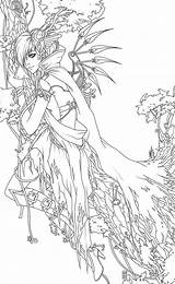 Coloring Anime Pages Fantasy Forest Lineart Adult Adults Deviantart Books Colouring Book Printable Fairy Valentina Sheets Misc Library Sexy Remenar sketch template
