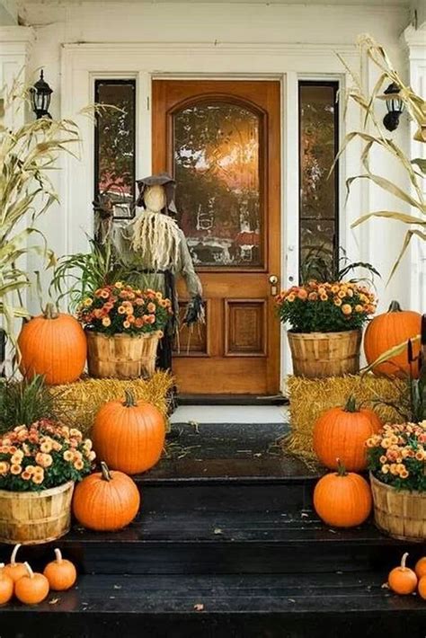 adorning  decorating  front porch  fall
