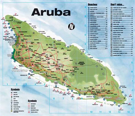 tourist map  aruba aruba tourist map vidianicom maps   countries   place